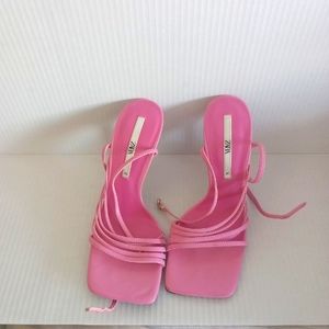 Zara Pink Strappy Heel Sandals
